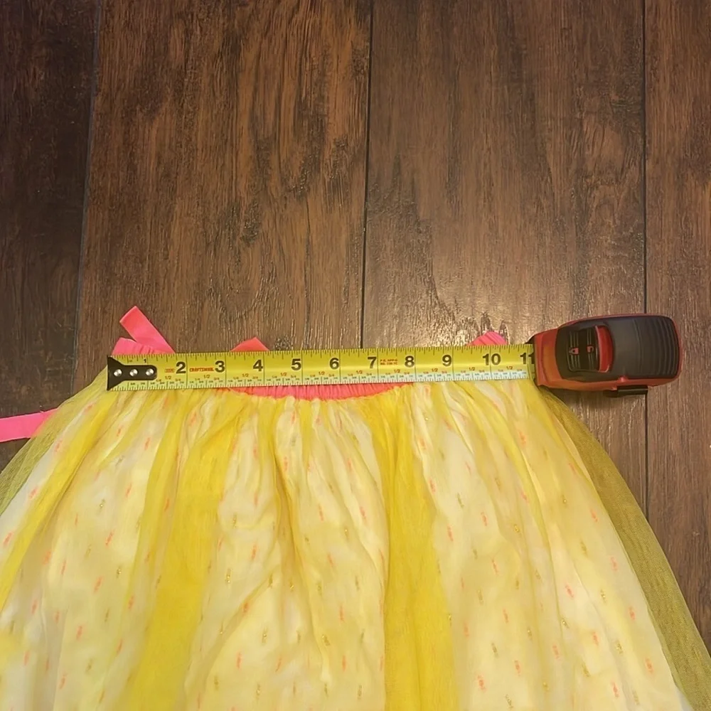 Billieblush Bow-Detailed Yellow Tulle Skirt with Pink Accents SZ 10
